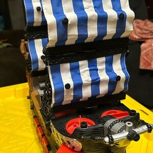 Fisher-Price Blue and White Striped Pirate Ship